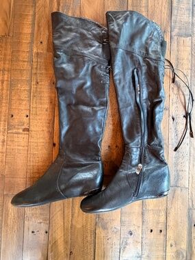 Chinese Laundry Elise Knee High Boots Black Size 10 Lace Back Riding Boots